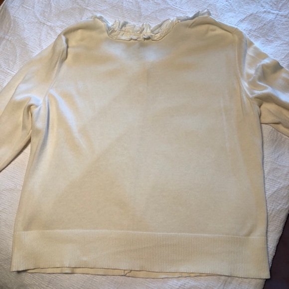 Bass Cream Cardigan Sweater with Ruffle at Neck - Picture 2 of 4